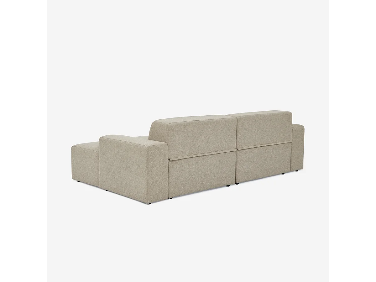 Sofá de diseño moderno de 3 plazas con chaise longue a la derecha de tela Toliman - Beige