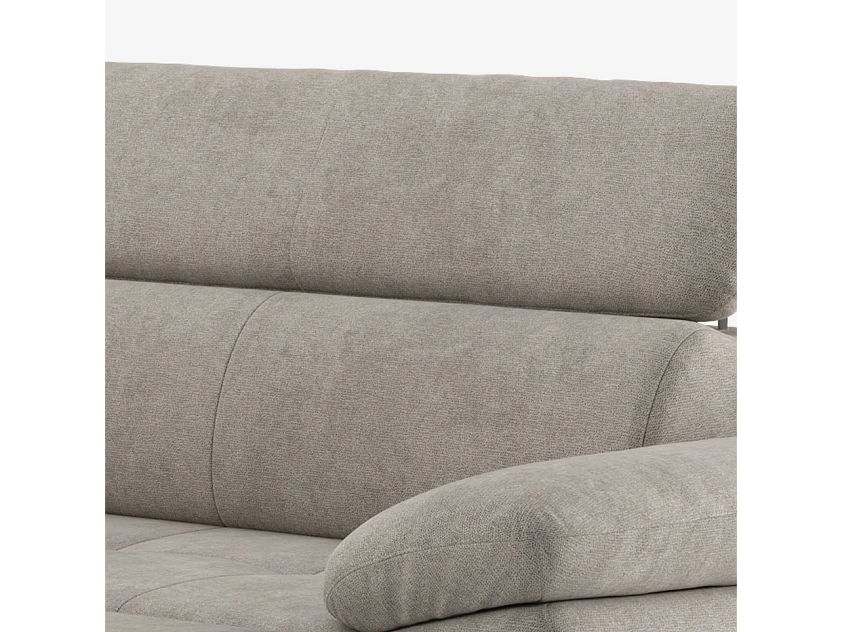 Sofá 3 plazas con chaise longue izquierda y reposacabezas reclinable Rilo - Gris