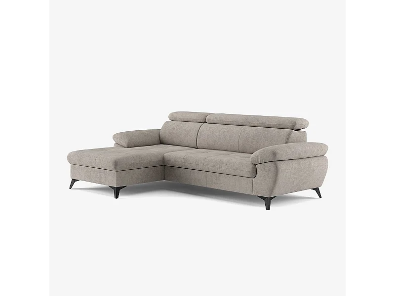 Sofá 3 plazas con chaise longue izquierda y reposacabezas reclinable Rilo - Gris