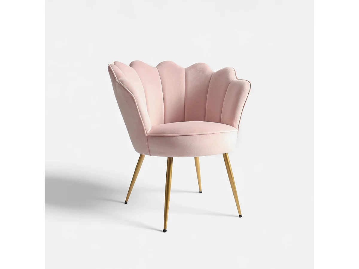 Poltrona in velluto elegante con gambe dorate Nivara - Rosa