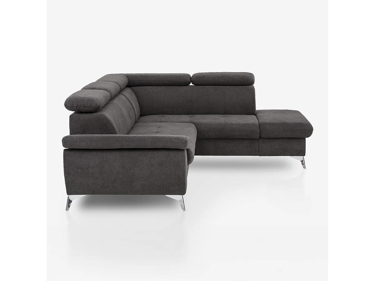 Verstellbares 3-Sitzer Schlafsofa mit rechter Ottomane und Stauraum Tova - Schwarz