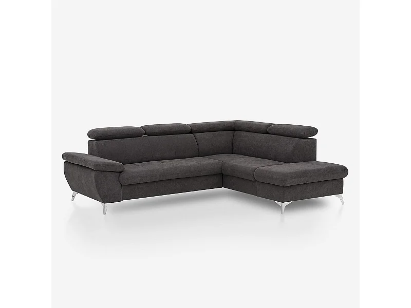 Verstellbares 3-Sitzer Schlafsofa mit rechter Ottomane und Stauraum Tova - Schwarz