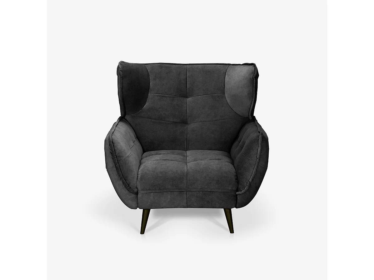 Poltrona relax salotto design moderno in velluto capitonné Lunna - Antracite