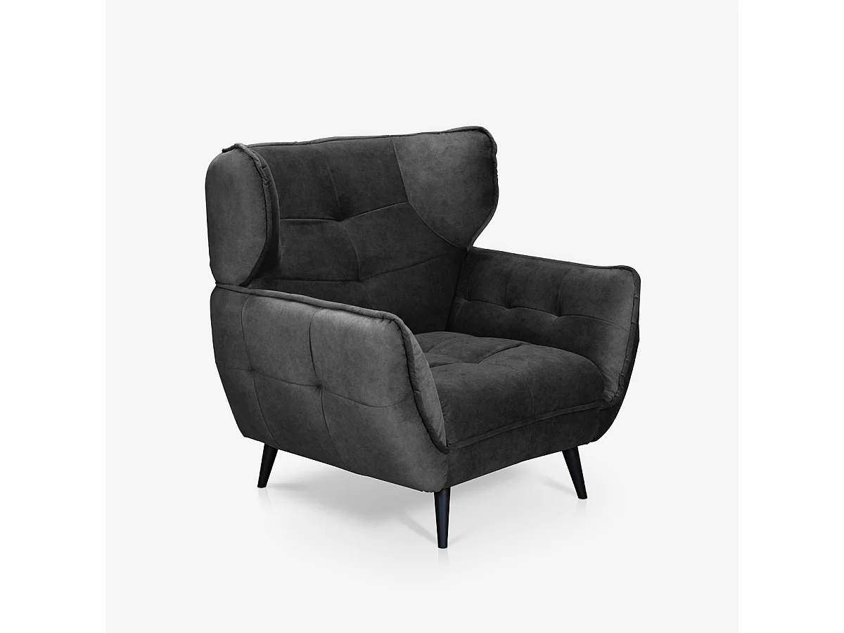 Poltrona relax salotto design moderno in velluto capitonné Lunna - Antracite