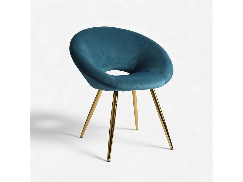 Poltrona in velluto elegante con gambe dorate Dolmen - Blu