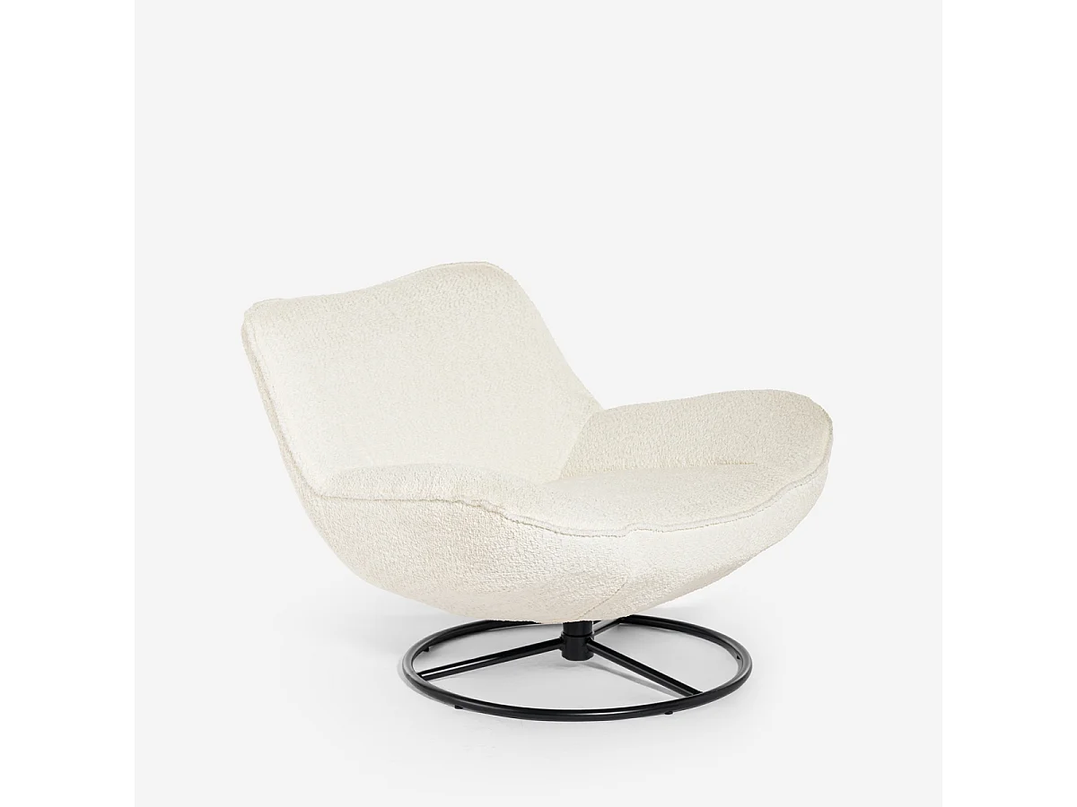 Poltrona da salotto ufficio moderna girevole in tessuto bouclé Konn - Beige