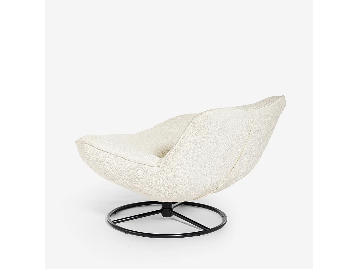 Poltrona da salotto ufficio moderna girevole in tessuto bouclé Konn - Beige