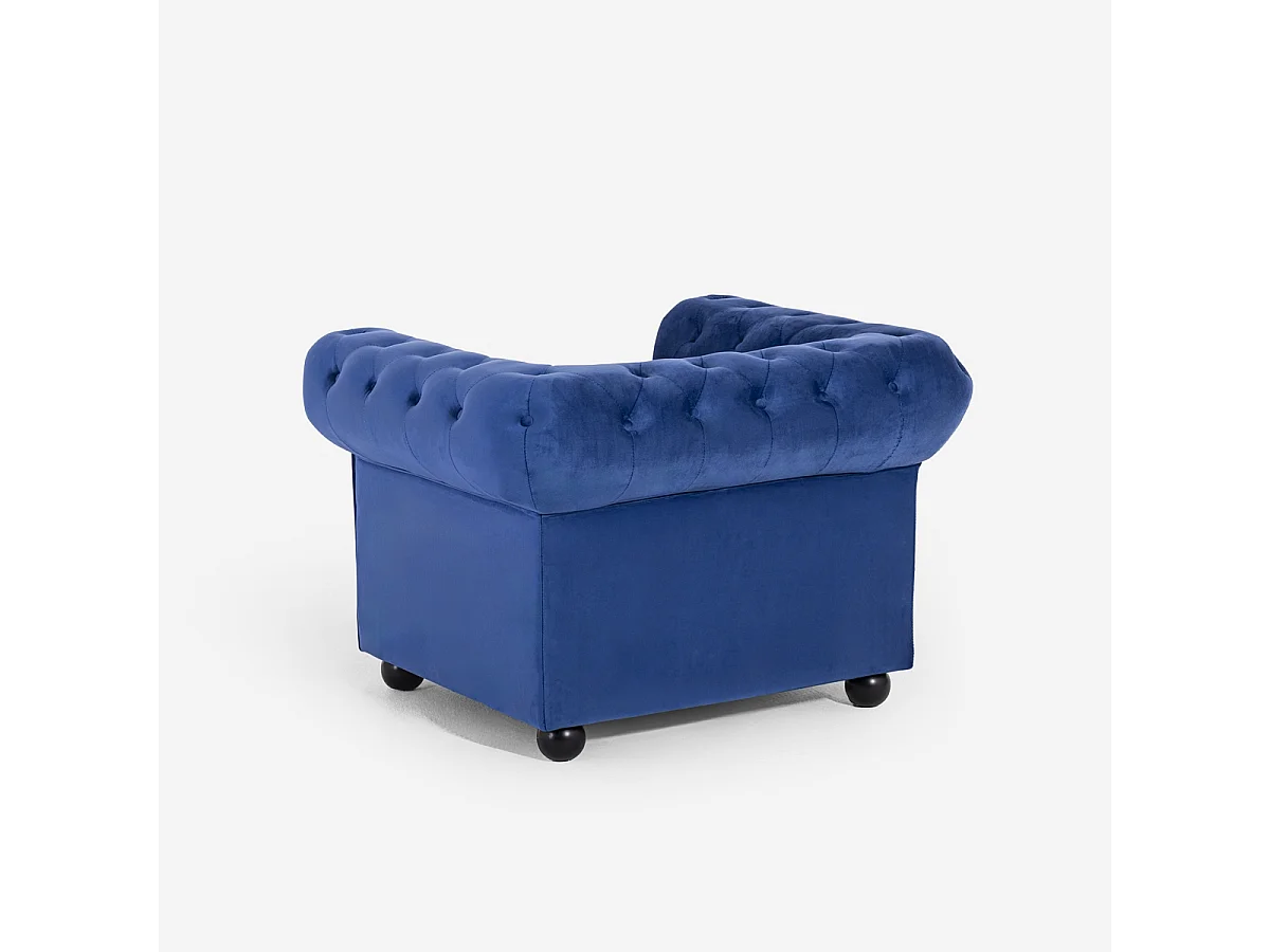 Poltrona da salotto stile classico Chesterfield in velluto Coventry - Blu