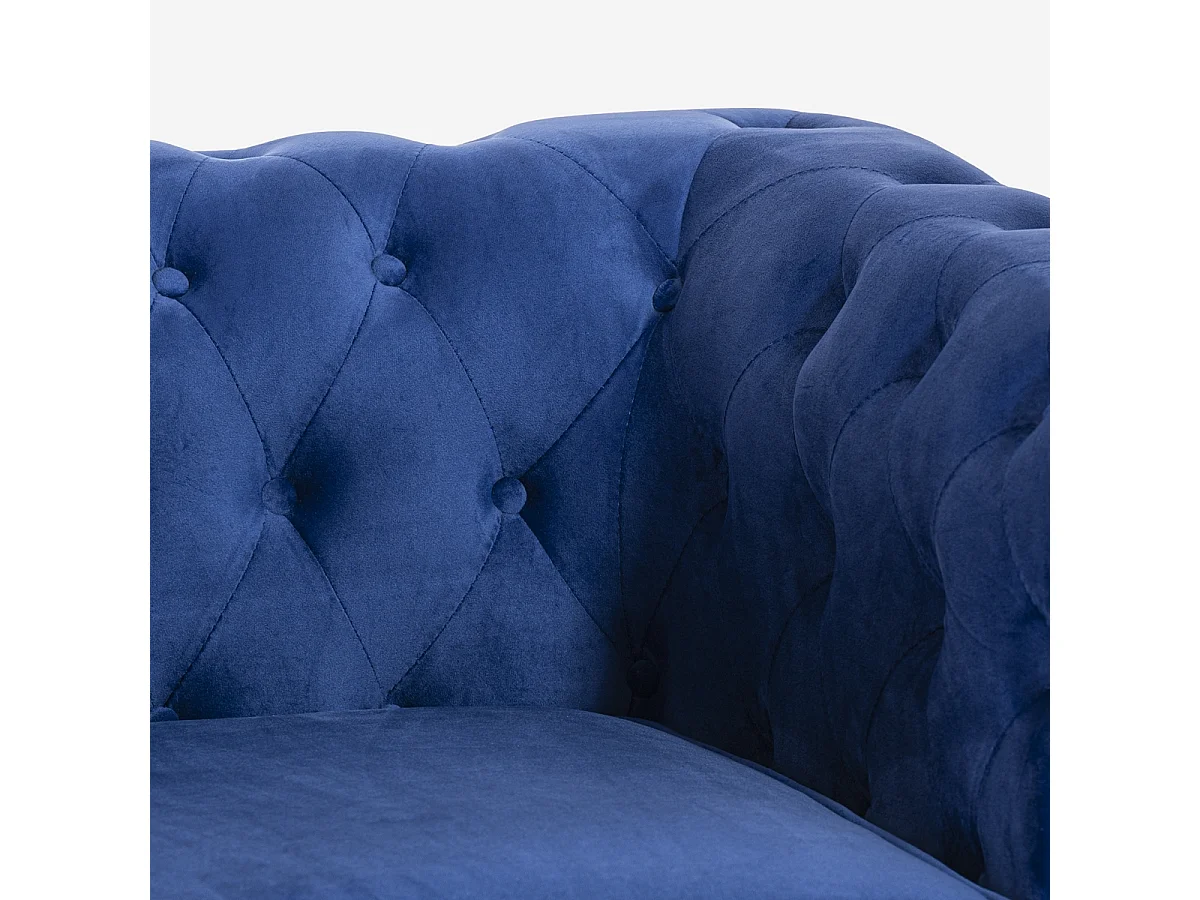 Poltrona da salotto stile classico Chesterfield in velluto Coventry - Blu