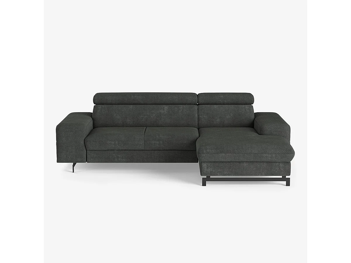 Sofá rinconero de 3 plazas con chaise longue derecha y reposacabezas ajustable Hiala - Gris Oscuro