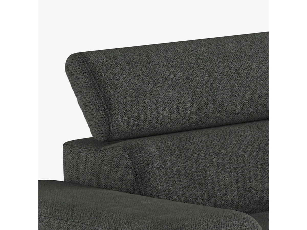 Sofá rinconero de 3 plazas con chaise longue derecha y reposacabezas ajustable Hiala - Gris Oscuro