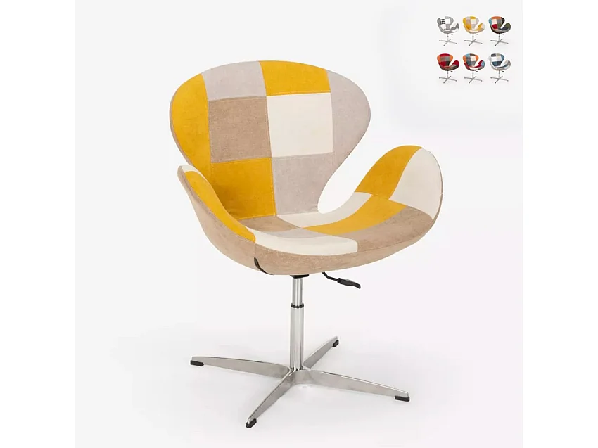 Fauteuil patchwork pivotant de salon style design moderne Stork - Patchwork 3