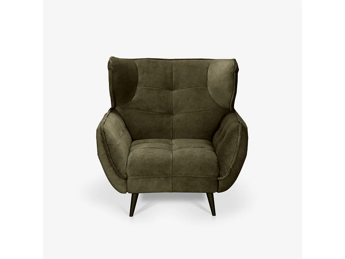 Poltrona relax salotto design moderno in velluto capitonné Lunna - Verde