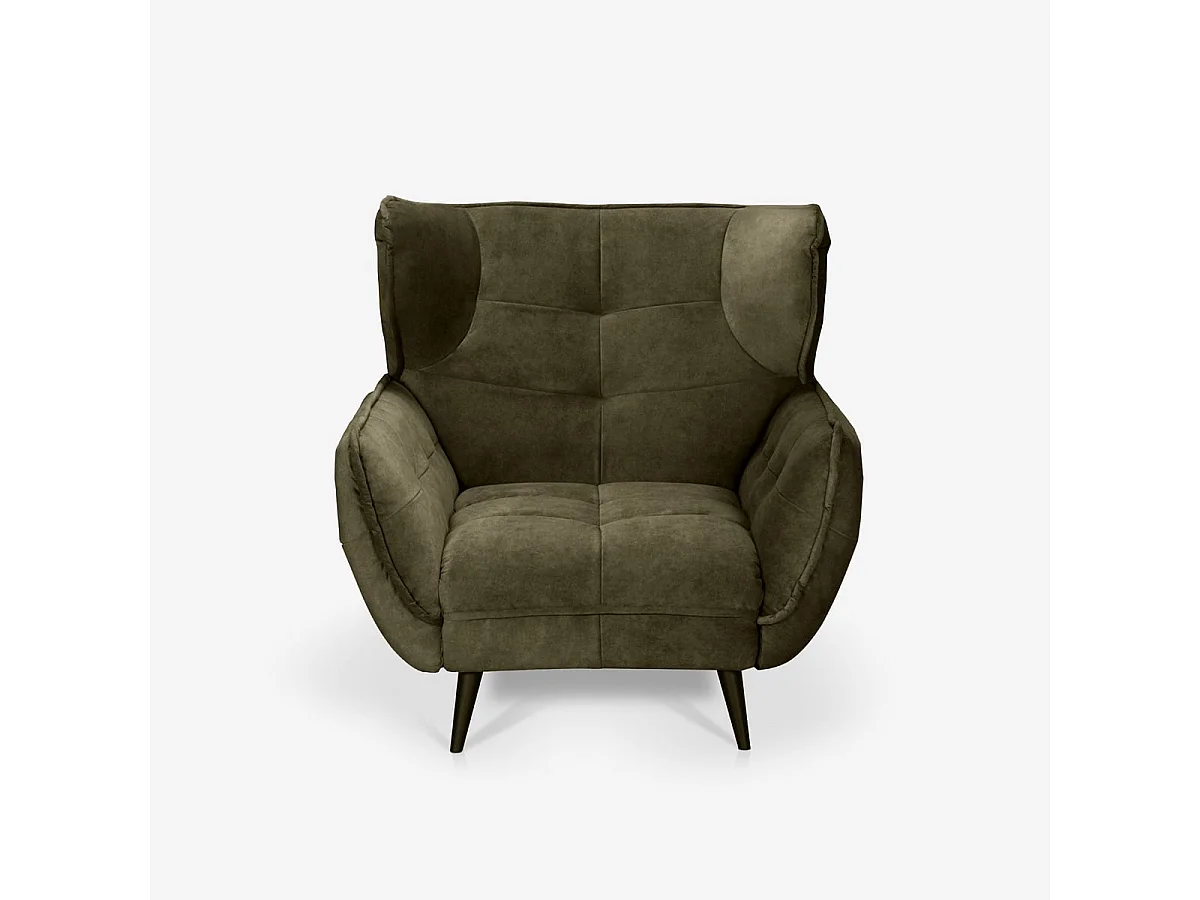 Relaxsessel Wohnzimmer modernes Design aus Velourssteppung Lunna - Dunkel Grün