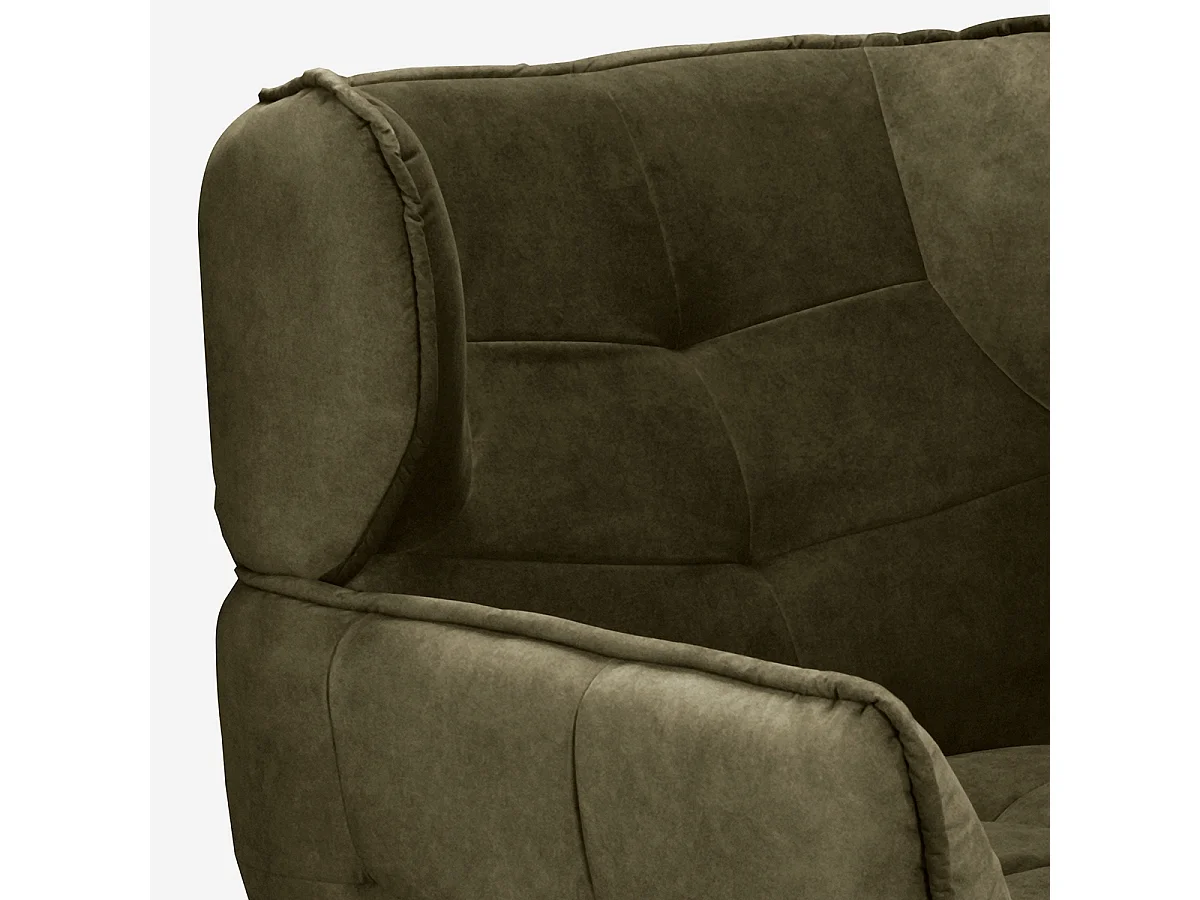 Relaxsessel Wohnzimmer modernes Design aus Velourssteppung Lunna - Dunkel Grün