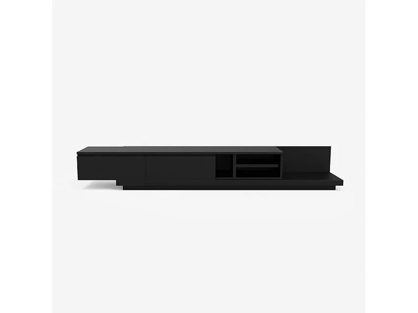 TV Bank 3 Fächer 2 Schubladen modernes Design Wohnzimmer Linurk - Schwarz
