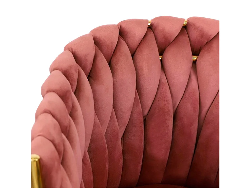 Fauteuil design en velours chaise accoudoirs pieds dorés Versailles - Rose
