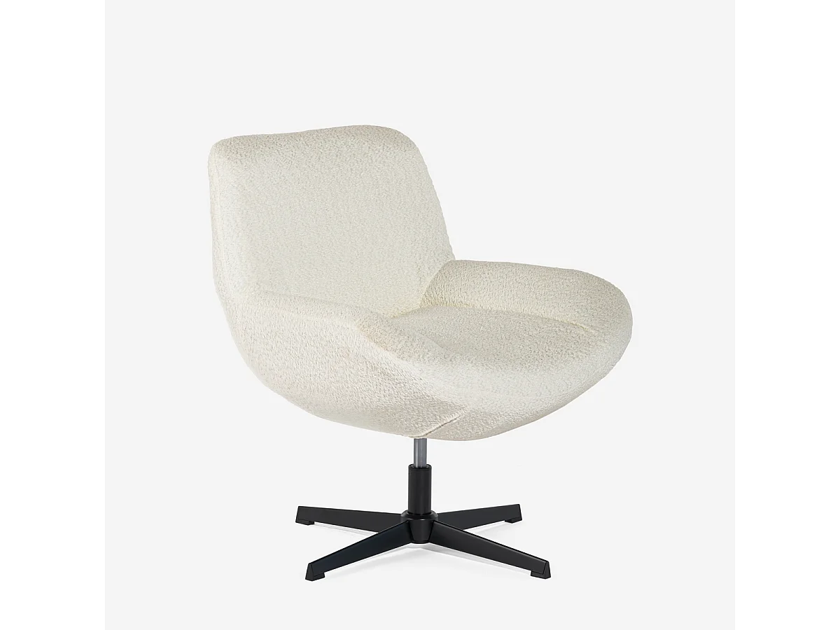 Sessel drehbar elegant aus Bouclé-Stoff fürs Wohnzimmer Büro Lehm - Beige