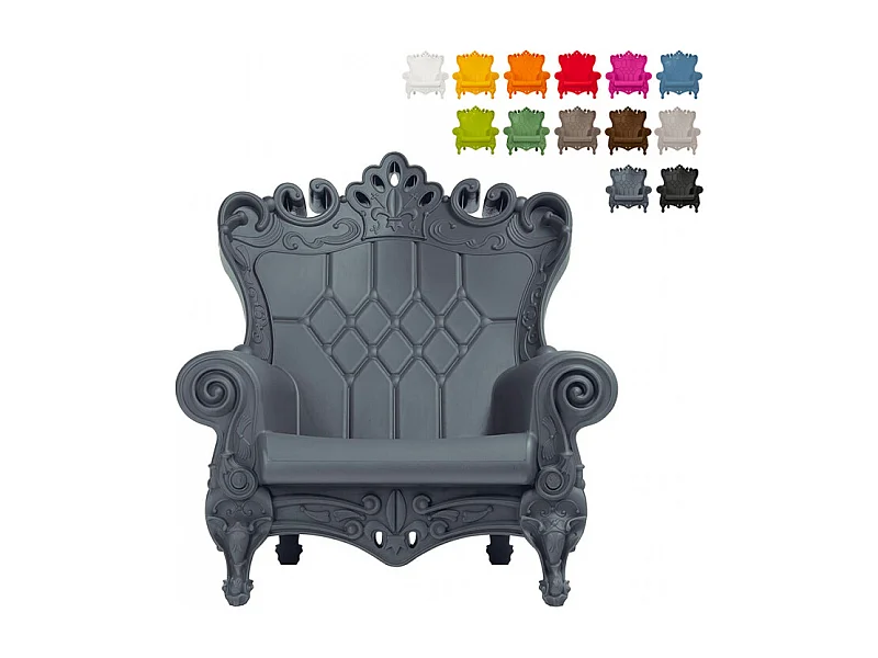 Sillón trono de diseño moderno Slide Queen Of Love - Gris Oscuro