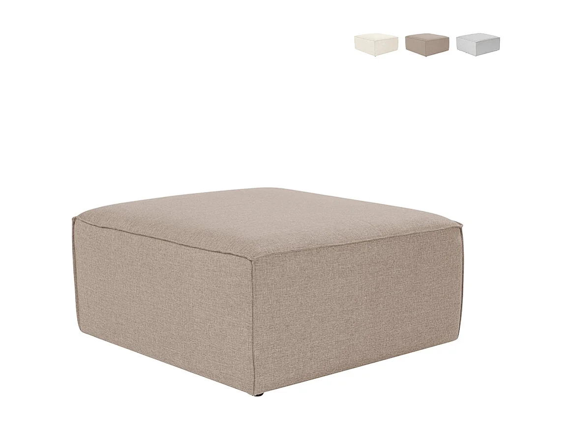 Puff reposapiés cuadrado moderno de lino 85x85cm Fora P - Beige