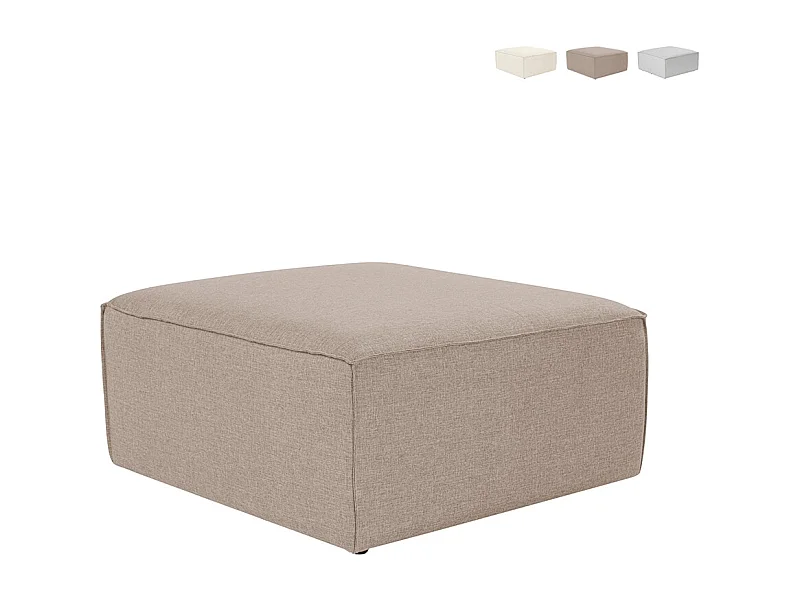 Puff reposapiés cuadrado moderno de lino 85x85cm Fora P - Beige