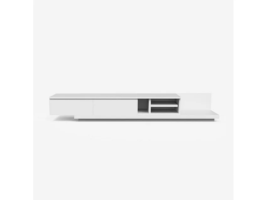 TV Bank 3 Fächer 2 Schubladen modernes Design Wohnzimmer Linurk - Weiß