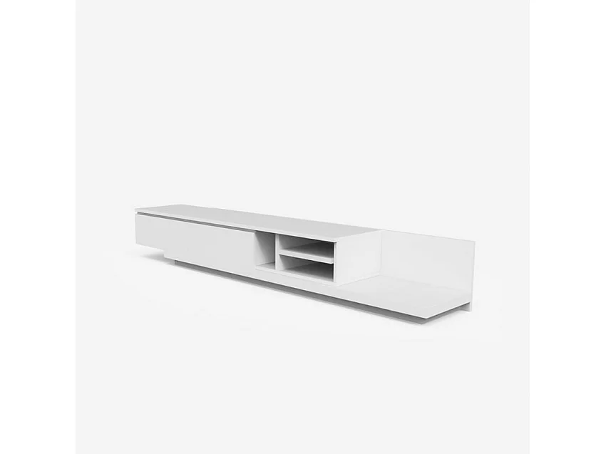 TV Bank 3 Fächer 2 Schubladen modernes Design Wohnzimmer Linurk - Weiß