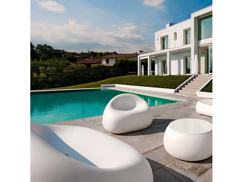 Sillón para exterior jardín terraza polietileno diseño moderno Gumball P1 - Blanco