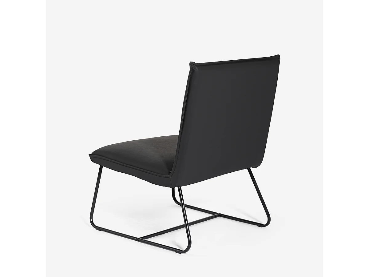 Stuhl Sessel gepolstert modern fürs Wohnzimmer und Büro aus Kunstleder Lova - Schwarz