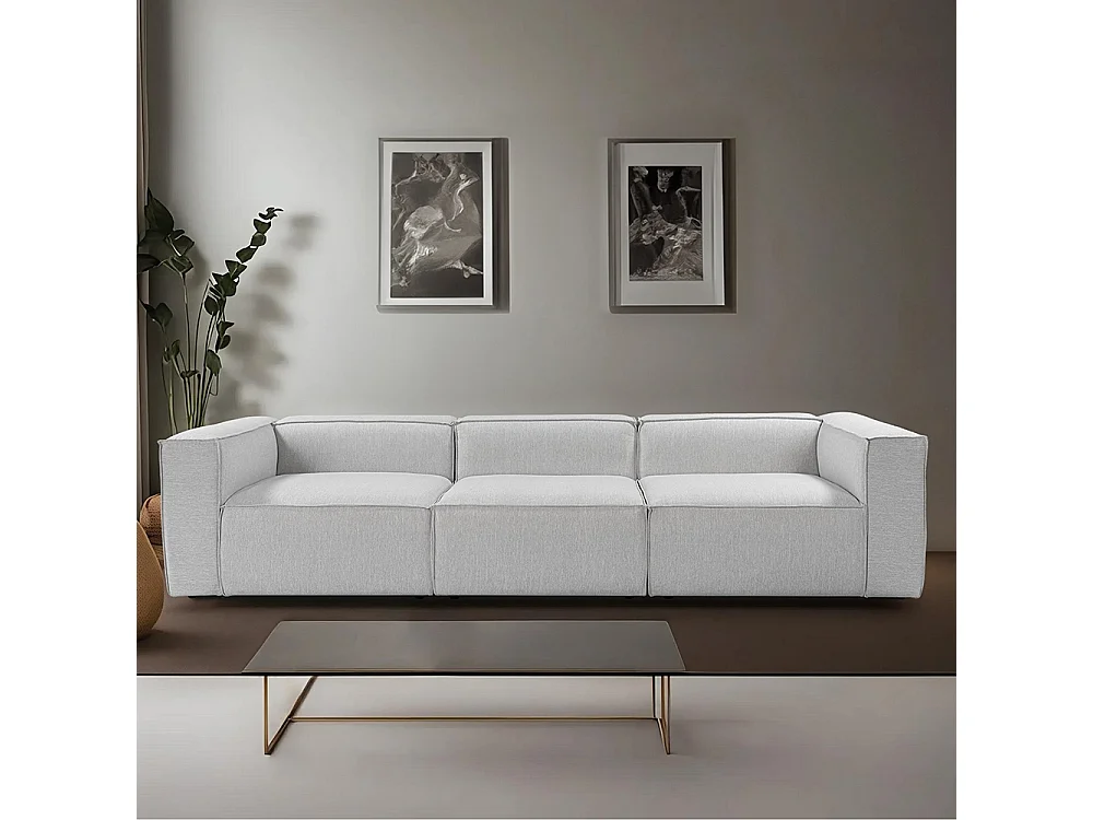 Sofá modular moderno de 4 plazas en lino Fora 4 - Gris