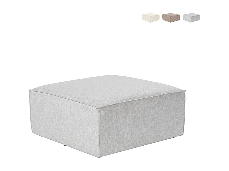 Puff reposapiés cuadrado moderno de lino 85x85cm Fora P - Gris