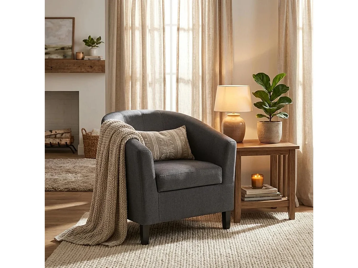 Poltrona a pozzetto da salotto design classico in tessuto Cookie Class - Grigio Scuro