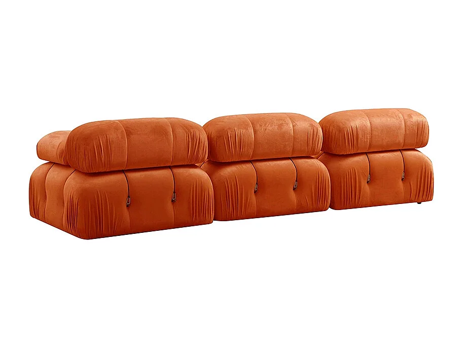 Sofá modular componible 4 plazas en terciopelo naranja Bubble 3SV