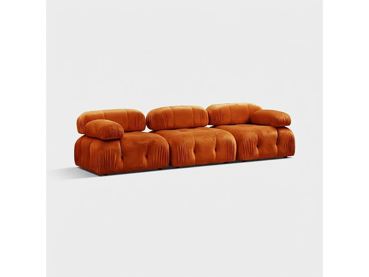 Modulares Sofa 4-Sitzer orangefarben aus Samt Bubble 3SV