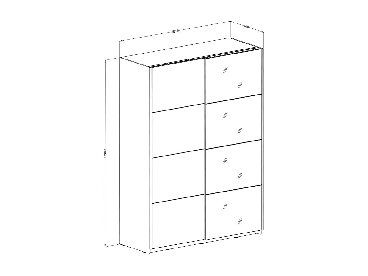 Armario ropero blanco 150x61x210 cm con puertas correderas y espejo Olette