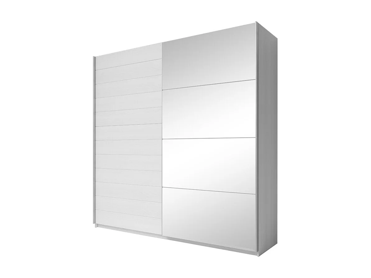 Armario color roble blanco con 2 puertas correderas y espejo 200x61x210 Dailie