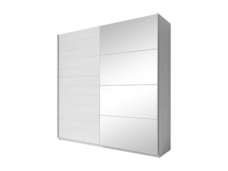 Armario color roble blanco con 2 puertas correderas y espejo 200x61x210 Dailie