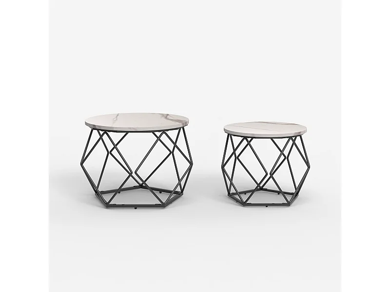 Set 2 tavolini da salotto design moderno con base in metallo Aragonite - Nero