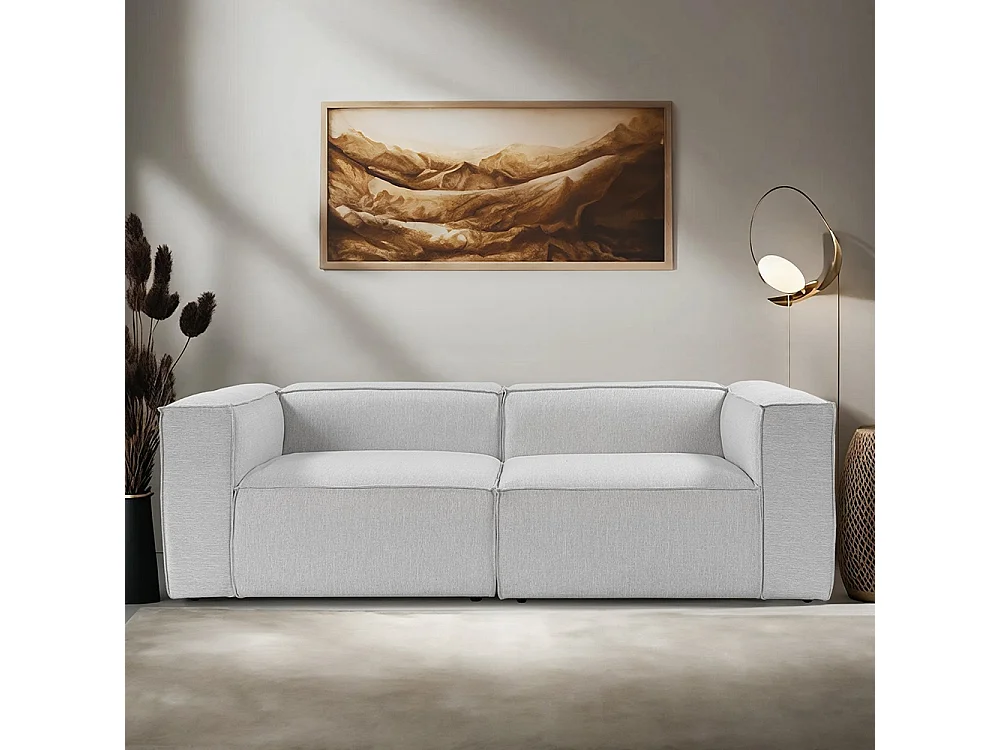 Sofá modular moderno de 2 plazas en lino Fora 2 - Gris