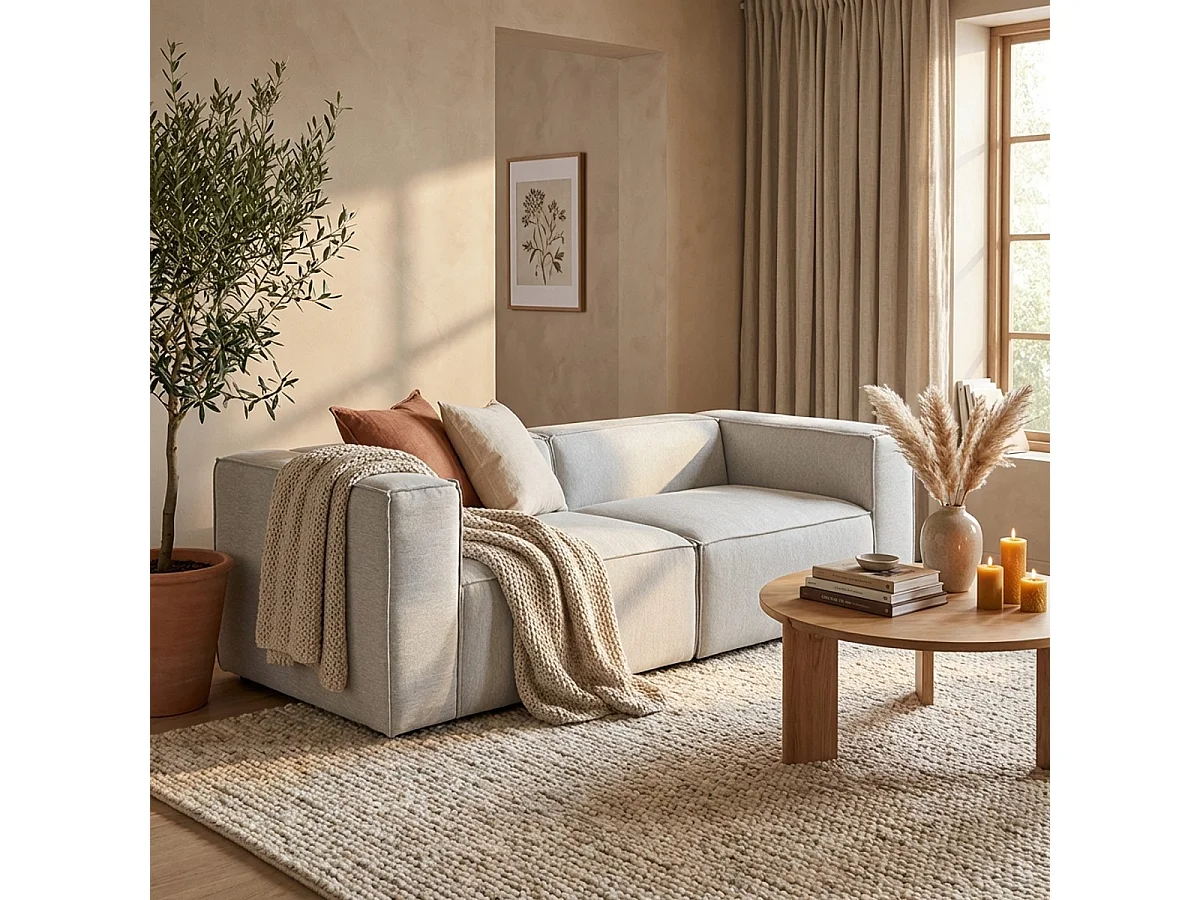 Sofa 2-Sitzer modern modular aus Leinen Fora 2 - Grau