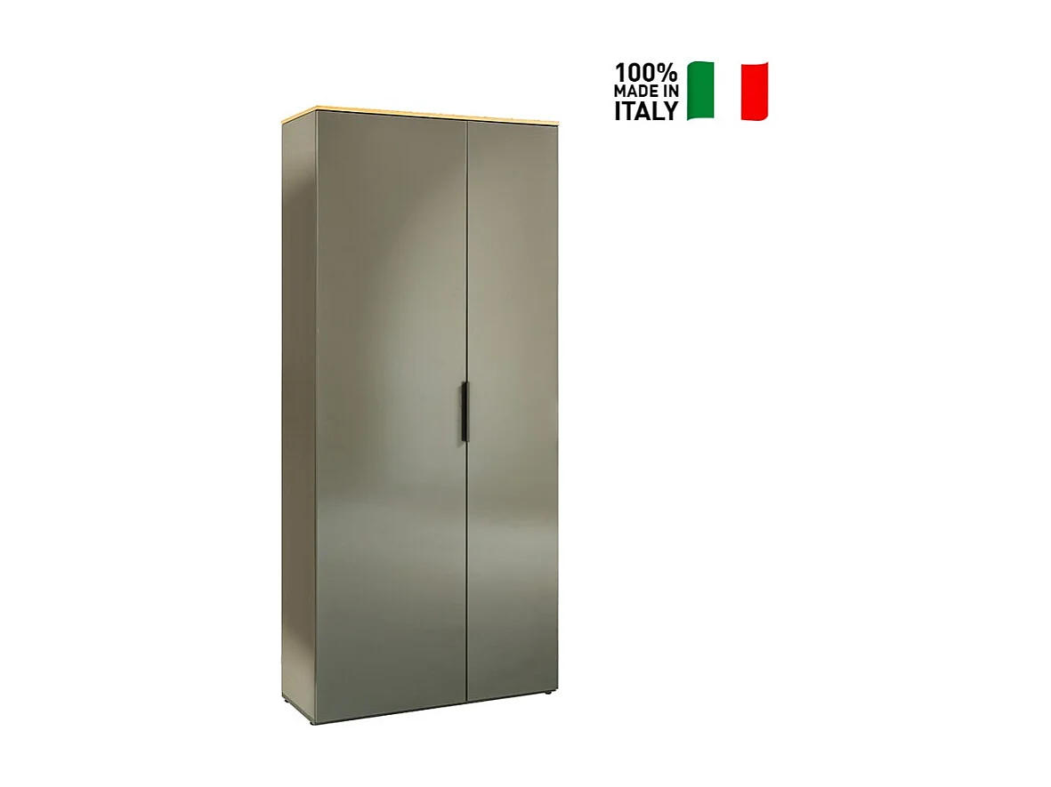 Mueble de entrada multiusos 2 puertas diseño moderno madera gris Konrad