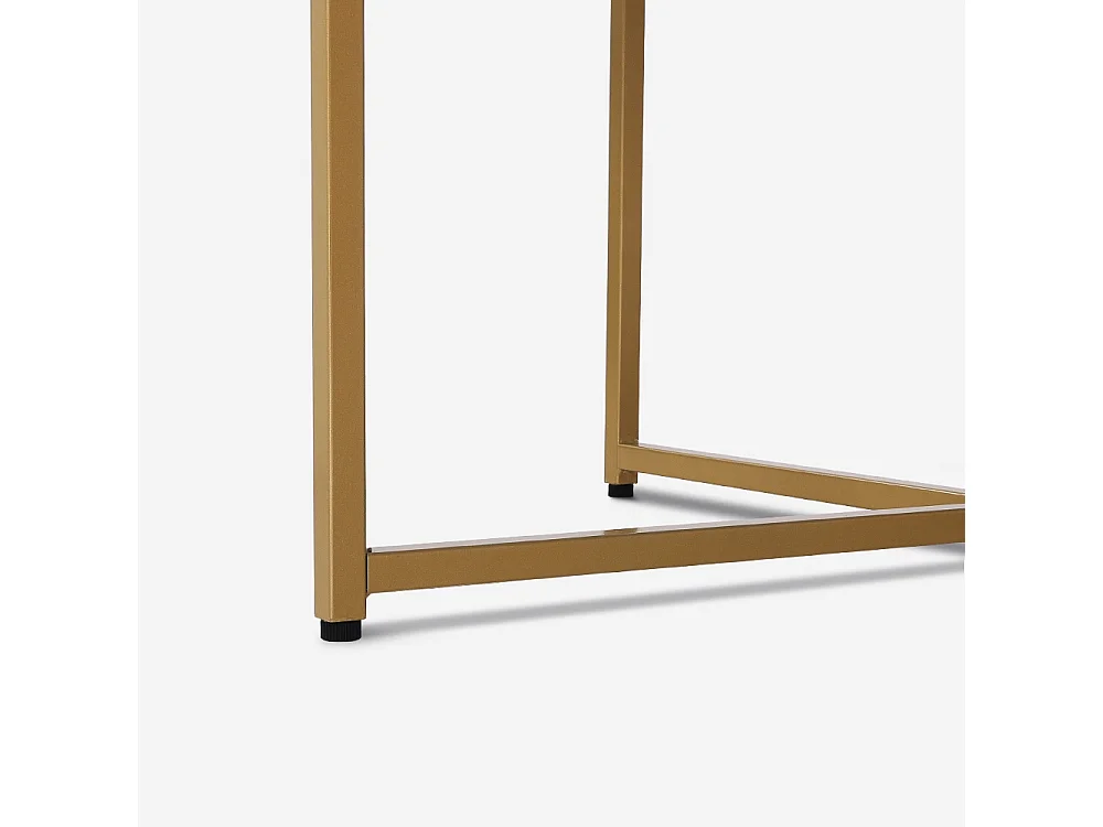 Mesa de centro redonda moderna de 90 cm de metal y efecto mármol Sulley+ - Cobre