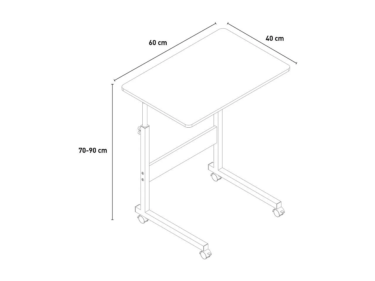 Tavolino da salotto divano serviletto 60x40cm con ruote Cozee - Nero - Bianco