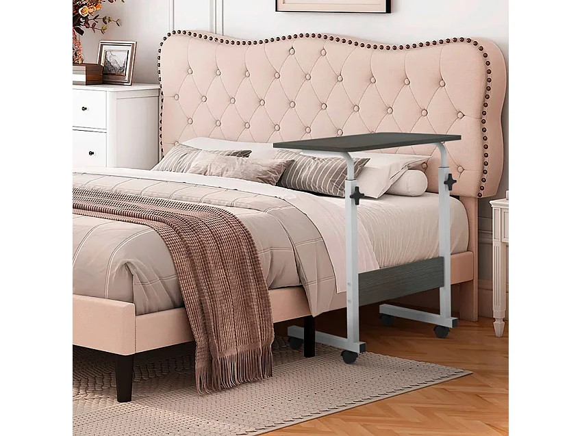 Tavolino da salotto divano serviletto 60x40cm con ruote Cozee - Nero - Bianco