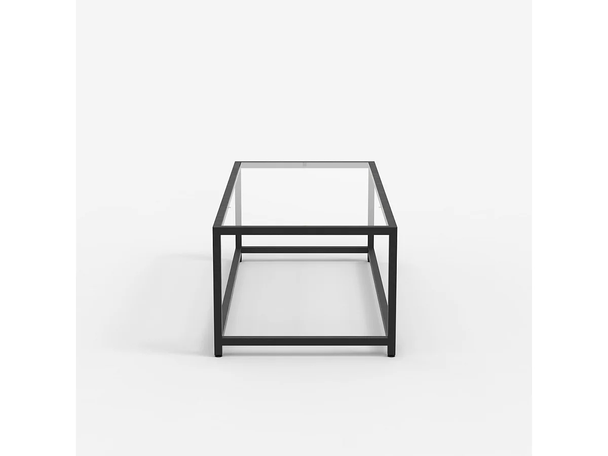 Mesa de centro rectangular de metal con tablero de cristal Berillo - Negro