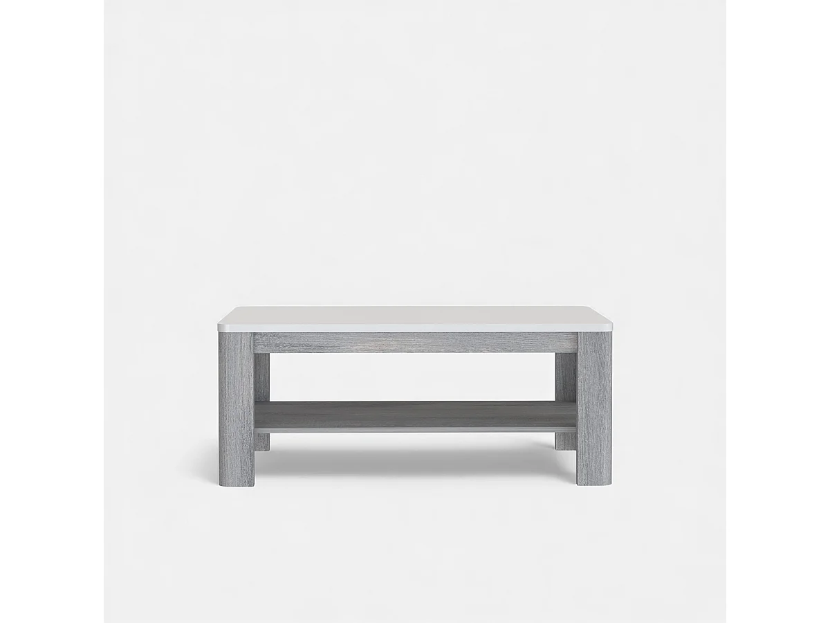 Mesa de centro en roble gris y blanco 110x45x60 Attention