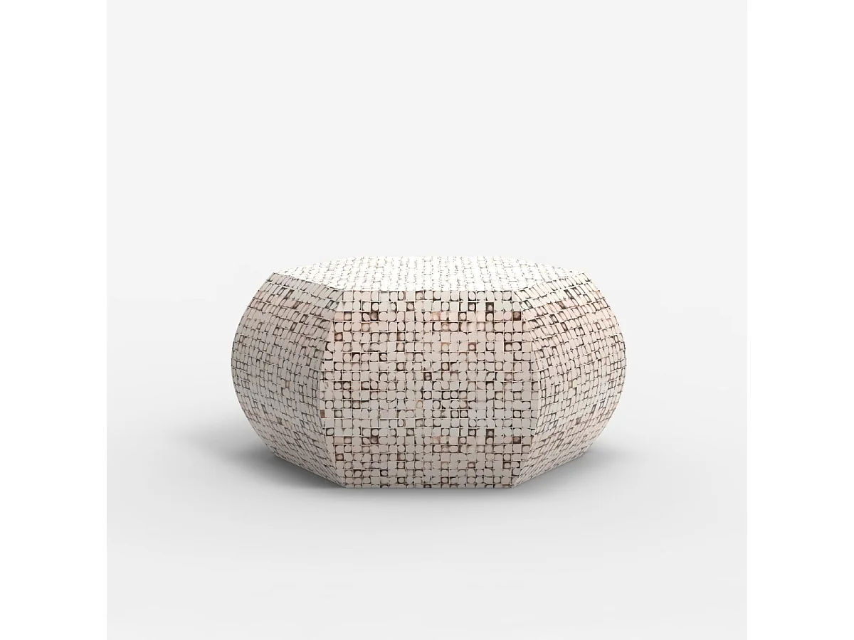 Table basse en bois incrusté de salon style contemporain blanc Zena