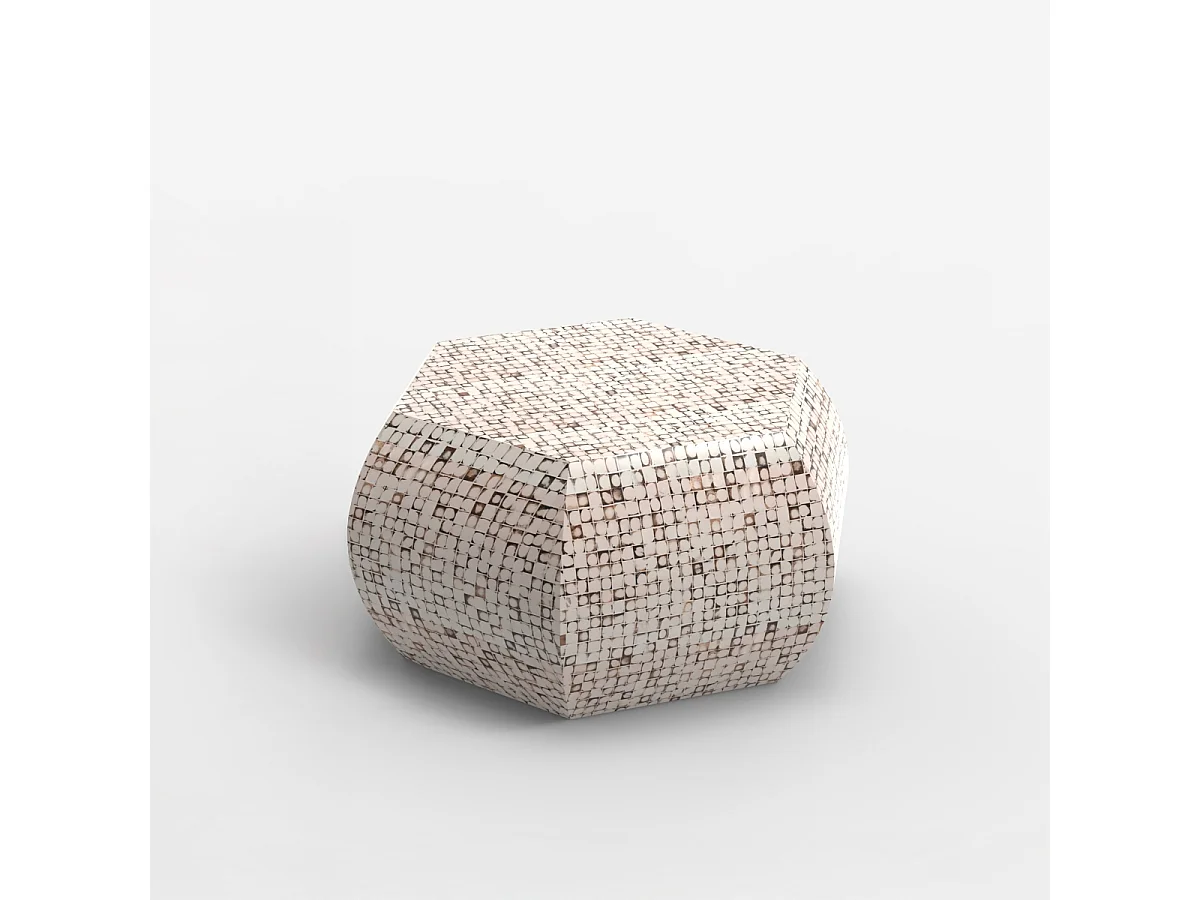 Table basse en bois incrusté de salon style contemporain blanc Zena