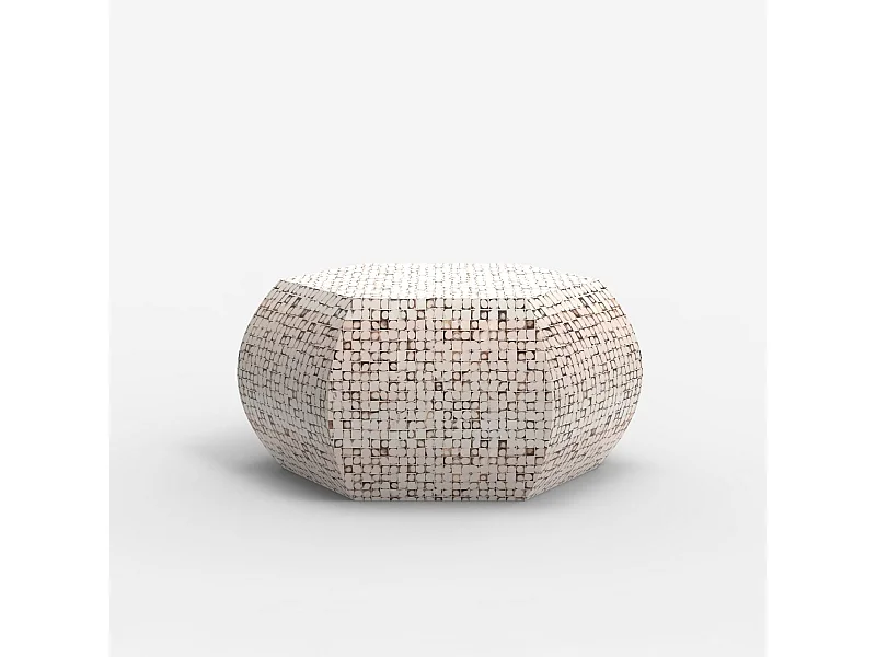 Table basse en bois incrusté de salon style contemporain blanc Zena