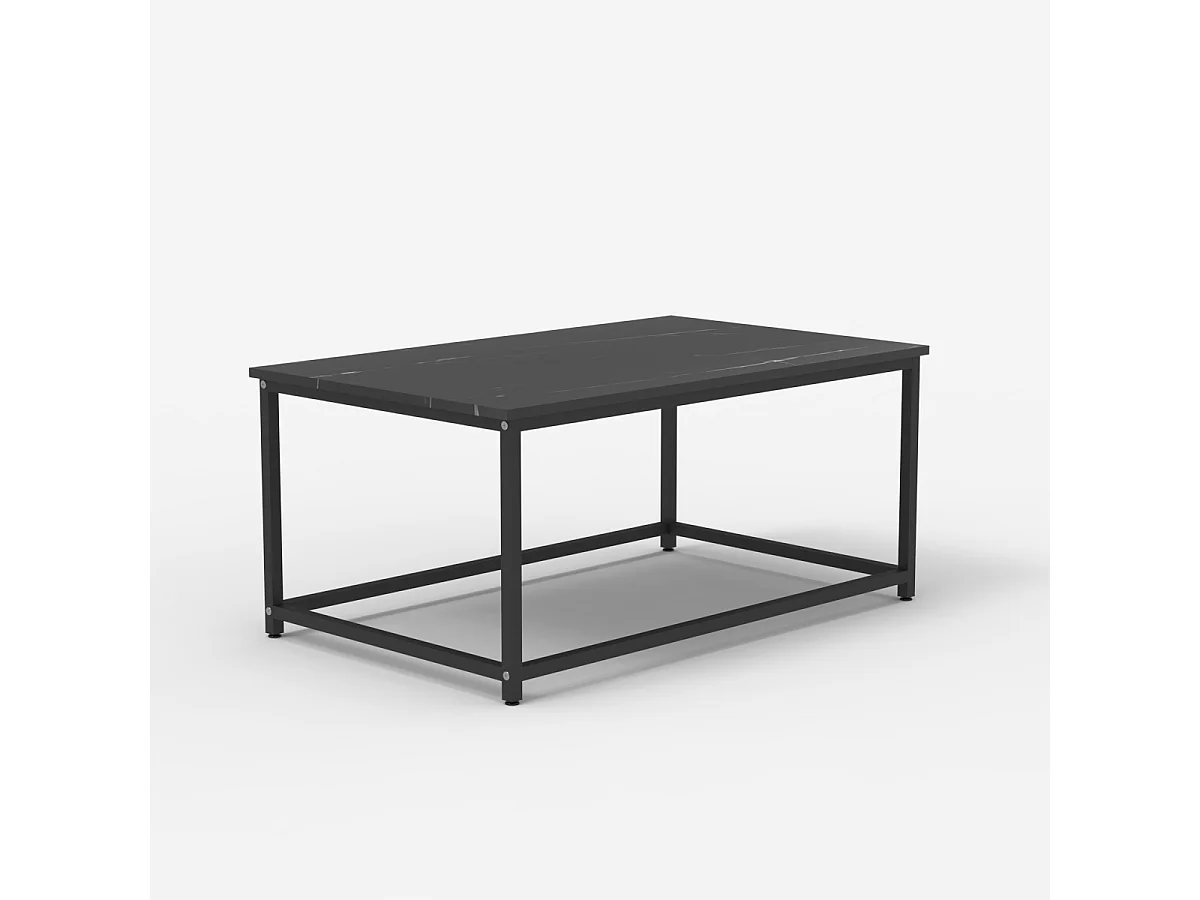 Mesa de centro moderna de 100x60x45 cm efecto mármol Corniola - Negro